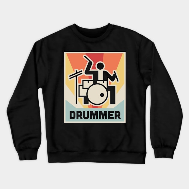 Vintage 70s Drummer Design Crewneck Sweatshirt by MeatMan